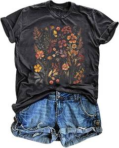 lot 2147 image: Oriental Pearl Womens Floral Graphic T-Shirt Short Sleeve Dark Grey Size M A1