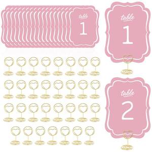 lot 2154 image: Stuffygreenus Pink Wedding Table Number Cards 1-30 With Holders