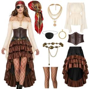 lot 2188 image: GERVAISE Women Pirate Costume Set Renaissance Medieval Beige X-Large