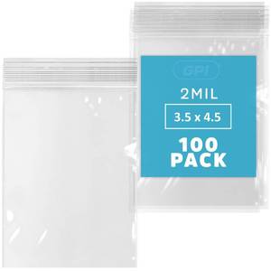 lot 2210 image: GPI POLY Reclosable Zip Bags 3.5 x 4.5 in 2 Mil 100 Pack