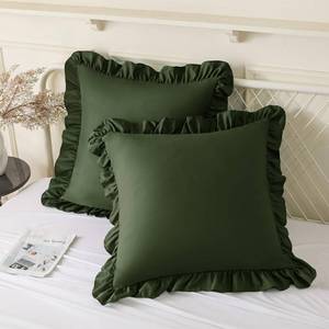 lot 2218 image: KKJIAF Ruffle Pillow Cases 26 x 26 Inches Olive Green 2 Pack