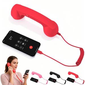 lot 2223 image: Generic Retro Phone Handset with Microphone & Speaker For iPhone & Android Red