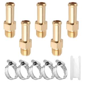 lot 2231 image: Purthog Brass 38 Barb Fuel Line Fitting 12-20 Male Thread 5 Pack