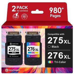 lot 2240 image: EaseFusion Black & Color Ink Cartridge Combo Pack for Canon PG-275XL CL-276XL