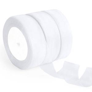 lot 2260 image: White Organza Ribbon 1 Inch Sheer Tulle 3 Rolls