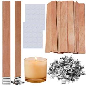lot 2262 image: Woosuke Wooden Candle Wicks Kit 140 Pcs 50 Wood Wicks 5.1 x 0.5 In