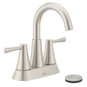 lot 2263 image: Moen Ronan 2-Handle Centerset Bath Faucet Spot Resist Brushed Nickel 84022SRN  Retail $152.95