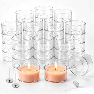 lot 2266 image: WFPLUS Clear Tea Light Candle Cups with Wicks, 50 Pcs