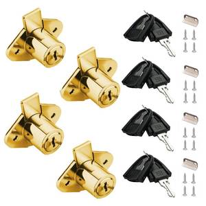 lot 2287 image: XIEHE Cabinet Drawer Lock 78 Inch Keyed Alike 4 Pack Brass Plated 801
