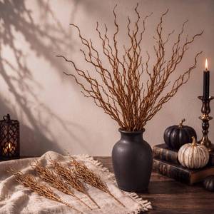 lot 2290 image: Yunsailing Artificial Bronze Curly Willow Branches 16 Pcs 18 In