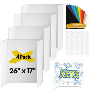 lot 2296 image: ISAIDNO Tri-Fold Poster Board 4 Pack 26 x 17 in White