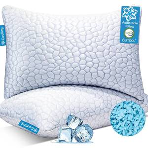 lot 2312 image: QUTOOL Cooling Shredded Memory Foam Queen Pillow Set of 2 White
