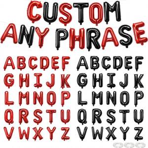 lot 2324 image: Togvu 52 Pcs Letter Balloons 16 Inch Black Red A-Z Foil Balloon Banner