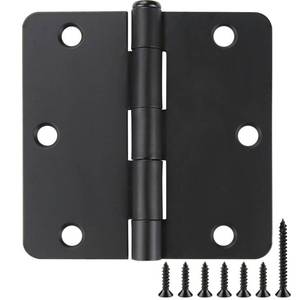 lot 5668 image: JIW Matte Black Door Hinges 3.5 Inch Square Corner 24 Pack