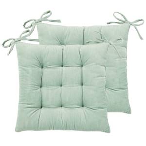 lot 5672 image: HLOVME Corduroy Chair Cushion with Ties 15.7 x 15.7 Inch Set of 2 Green