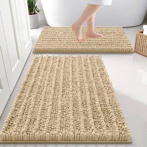 lot 5676 image: Smiry 2 Piece Bathroom Rug Set 30x20 and 24x16 Microfiber Bath Mats