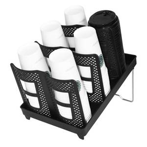 lot 5681 image: USDICHOME Coffee Cup Holder with Lid Dispenser 6 Slot Countertop Organizer