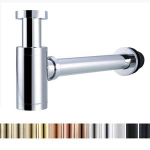 lot 5685 image: Random Brass Round Bottle P-Trap 1-14 Inch Chrome Bathroom Sink Drain