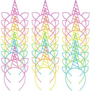 lot 5689 image: 24 Pcs Unicorn Plastic Headbands Birthday Party Favors