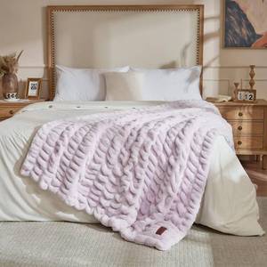 lot 5693 image: HKMR Double Side Faux Fur Throw Blanket Lavender 50x60 Inch