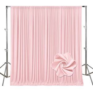 lot 5713 image: Tisspoms Light Pink Polyester Backdrop Curtains 5 Ft x 10 Ft 2 Panels