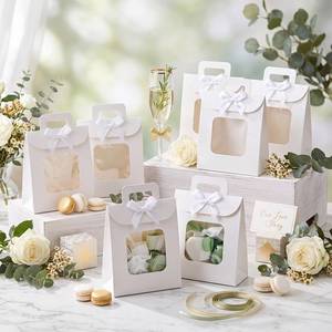 lot 5718 image: Kolldenn Wedding Favor Bags 50 Pack White With Clear Window and Handles