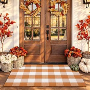 lot 5729 image: Homydecor Caramel Buffalo Plaid Area Rug 3 x 5 ft