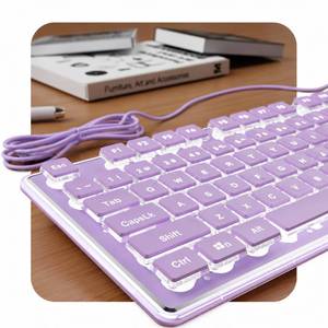 lot 5735 image: SEUNKWANG Wired Keyboard White Backlit Purple