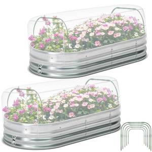 lot 5741 image: Woanger 2 Pack Garden Netting with Hoops for Raised Beds 6x3x1 Ft