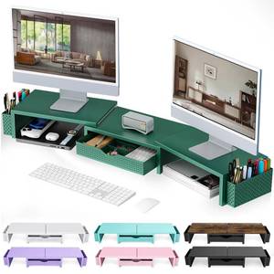 lot 5746 image: Gianotter Dual Monitor Stand Riser With Drawer and 2 Pen Holders