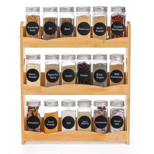 lot 5749 image: Jucoan 3-Tier Bamboo Spice Rack Countertop Wall Mount Organizer