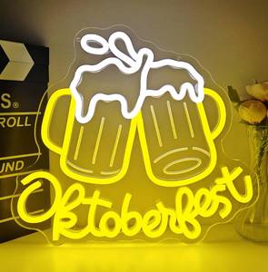 lot 5750 image: Dpaint Oktoberfest Beer LED Neon Sign USB Dimmable Wall Decor