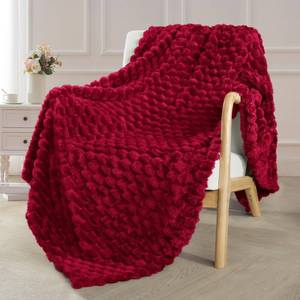 lot 6162 image: Exclusivo Mezcla 3D Fleece Throw Blanket Large 300GSM Deep Red