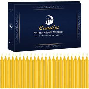 lot 6170 image: Thleunei 24 Pack Gold Spell Chime Mini Taper Candles Unscented 4 Inch Tall