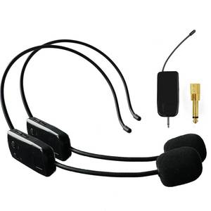 lot 6191 image: MICVISTA Wireless Headset Microphone System 2.4G Dual Mics for 2 People