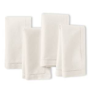 lot 6201 image: Encasa XO Cloth Napkins, Hemstitched Cotton, 17x17, Set of 6