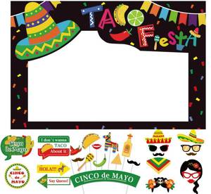 lot 6203 image: SWYOUN Cinco de Mayo Photo Booth Props Mexican Party Decoration Pack of 33