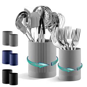 lot 6211 image: Kyraton Utensil Holder Set 2 Pieces 360 Degree Rotating Countertop