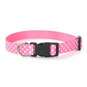 lot 6213 image: Mile High Life Nylon Puppy Dog Collar Small 11-15 Inch Neck Pink Dots