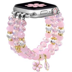 lot 6223 image: Newlibery Crystal Beaded Bracelet Band for Apple Watch 38mm 40mm 41mm 42mm