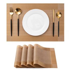 lot 6226 image: CADONO Placemats Set of 4 Heat-Resistant Non-Slip Table Mats B-Four-Corner-Gold