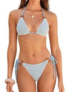 lot 6235 image: ZAFUL Womens Triangle Bikini Set Halter Two Piece Swimsuit, Large