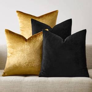 lot 6267 image: GIGIZAZA Decorative Velvet Throw Pillow Covers 18x18 Black Gold 4 Pack