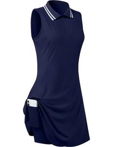 lot 6299 image: FREEYE Womens Golf Tennis Polo Dress with Shorts Navy Blue Size M