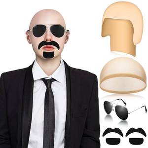 lot 6311 image: Mepase 7 Pc Bald Cap Costume Kit with Glasses and Mustache, Adult Halloween
