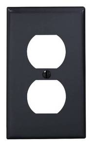 lot 6314 image: Leviton 1-Gang Duplex Receptacle Wallplate, Thermoplastic Nylon, Black, 80703-E