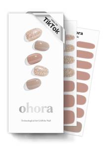 lot 6332 image: Ohora Semi Cured Gel Nail Strips N Carmel Nude Glitter 30 Pcs