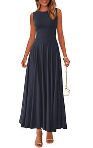 lot 6340 image: PRETTYGARDEN Womens Sleeveless Pleated A-Line Maxi Dress Summer 2026, Small