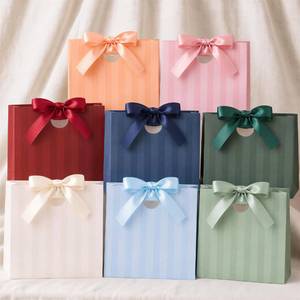 lot 6378 image: ZICOTO Small Gift Bags Set of 8 with Matching Ribbons, Striped Design