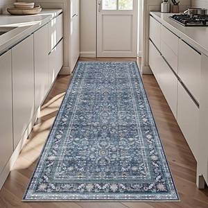 lot 7560 image: OPPODREAM Vintage Blue Area Rug 3x6 Washable